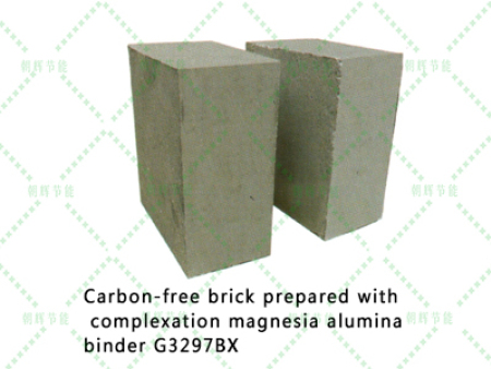 Carbon-free brick prepared with complexation magnesia alumina binder G3297BX