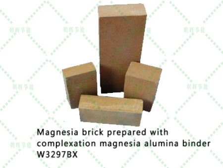 Magnesia brick prepared with complexation magnesia alumina binder W3297B