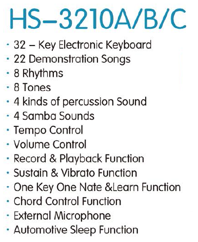 HS-3210C|32键 电子琴-泉州市骏发电子科技有限公司