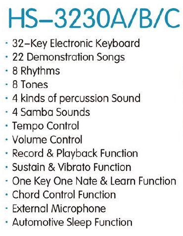 HS-3230A|32键 电子琴-泉州市骏发电子科技有限公司