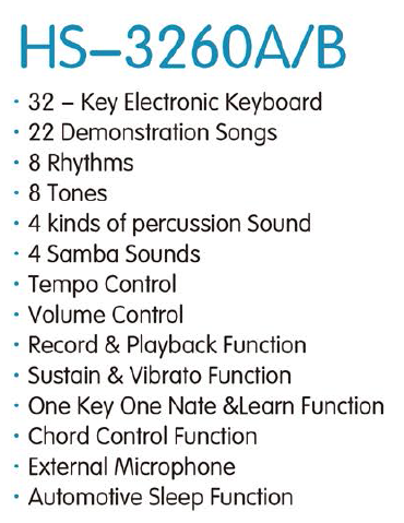 HS-3260B|32键 电子琴-泉州市骏发电子科技有限公司