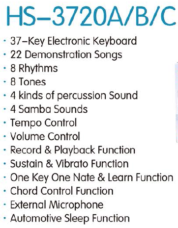 HS-3720C|37键 电子琴-泉州市骏发电子科技有限公司