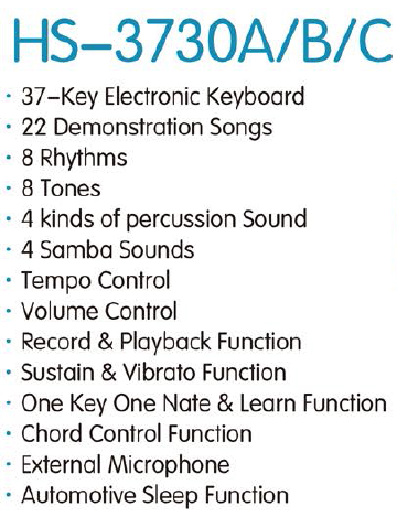 HS-3730C|37键 电子琴-泉州市骏发电子科技有限公司