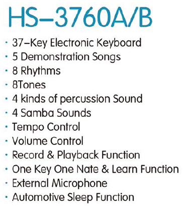 HS-3760B|37键 电子琴-泉州市骏发电子科技有限公司
