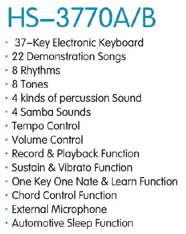 HS-3770A|37键 电子琴-泉州市骏发电子科技有限公司