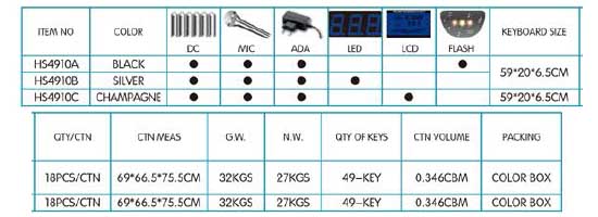 HS-4910C|49键 电子琴-泉州市骏发电子科技有限公司