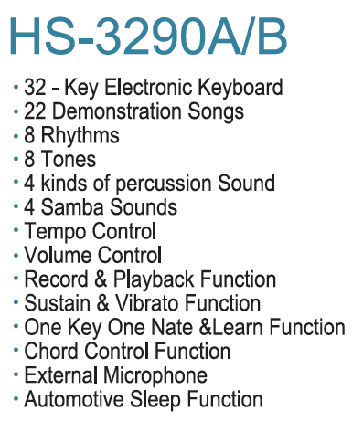 HS-3290A|32KEY ELECTRONIC KEYBOARD-QUANZHOU JUNFA ELECTRONIC TECHNOLOGY CO.,LTD