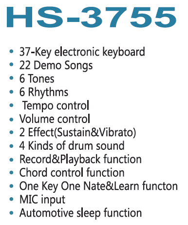 HS-3755B|37键 电子琴-泉州市骏发电子科技有限公司