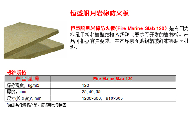 恒盛船用岩棉防火板