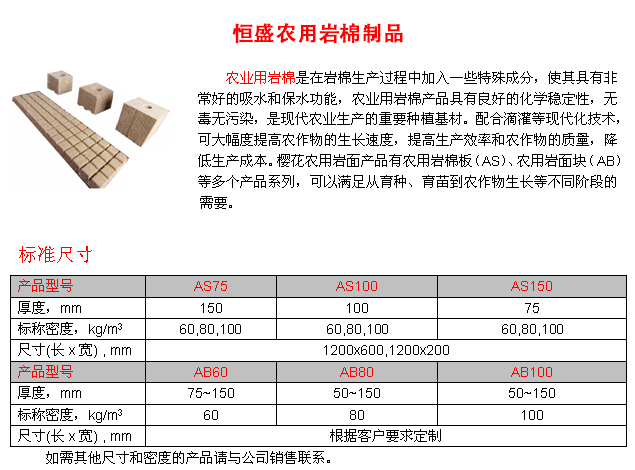 恒盛农用岩棉制品